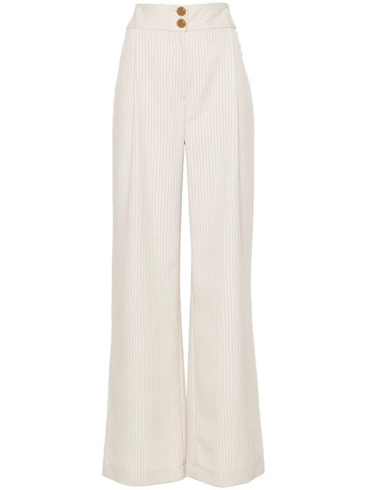 Pinstriped Wide-Leg Trousers