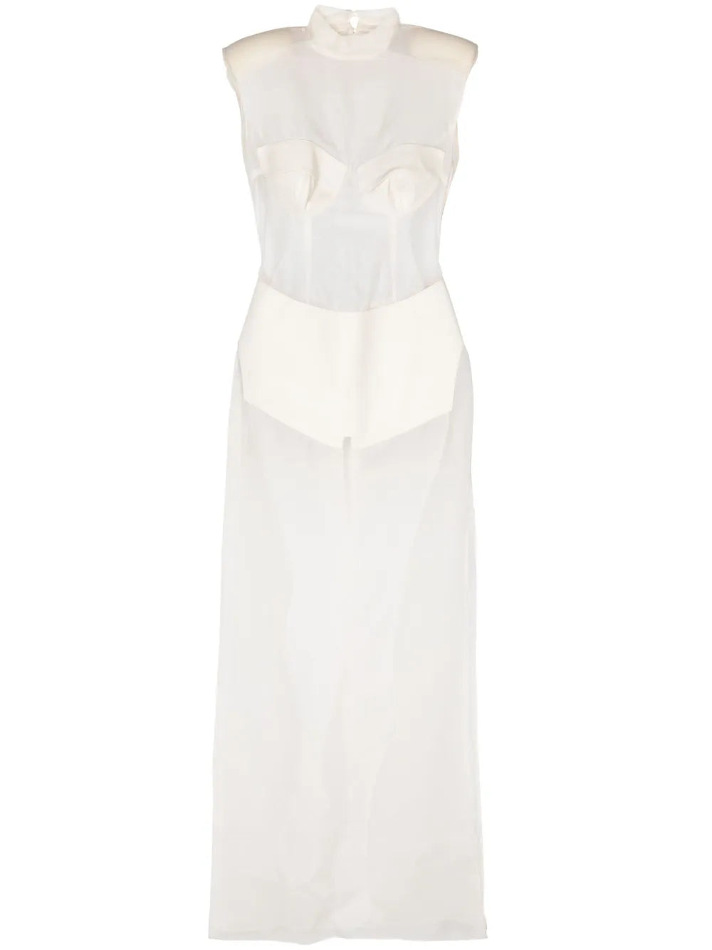 Leather-Panelled Silk Maxi Dress