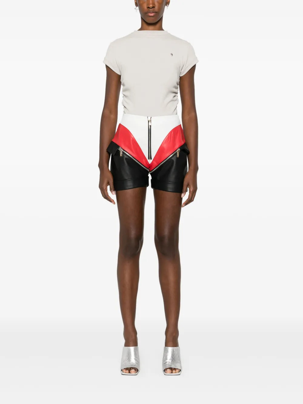 Panelled Leather Mini Shorts