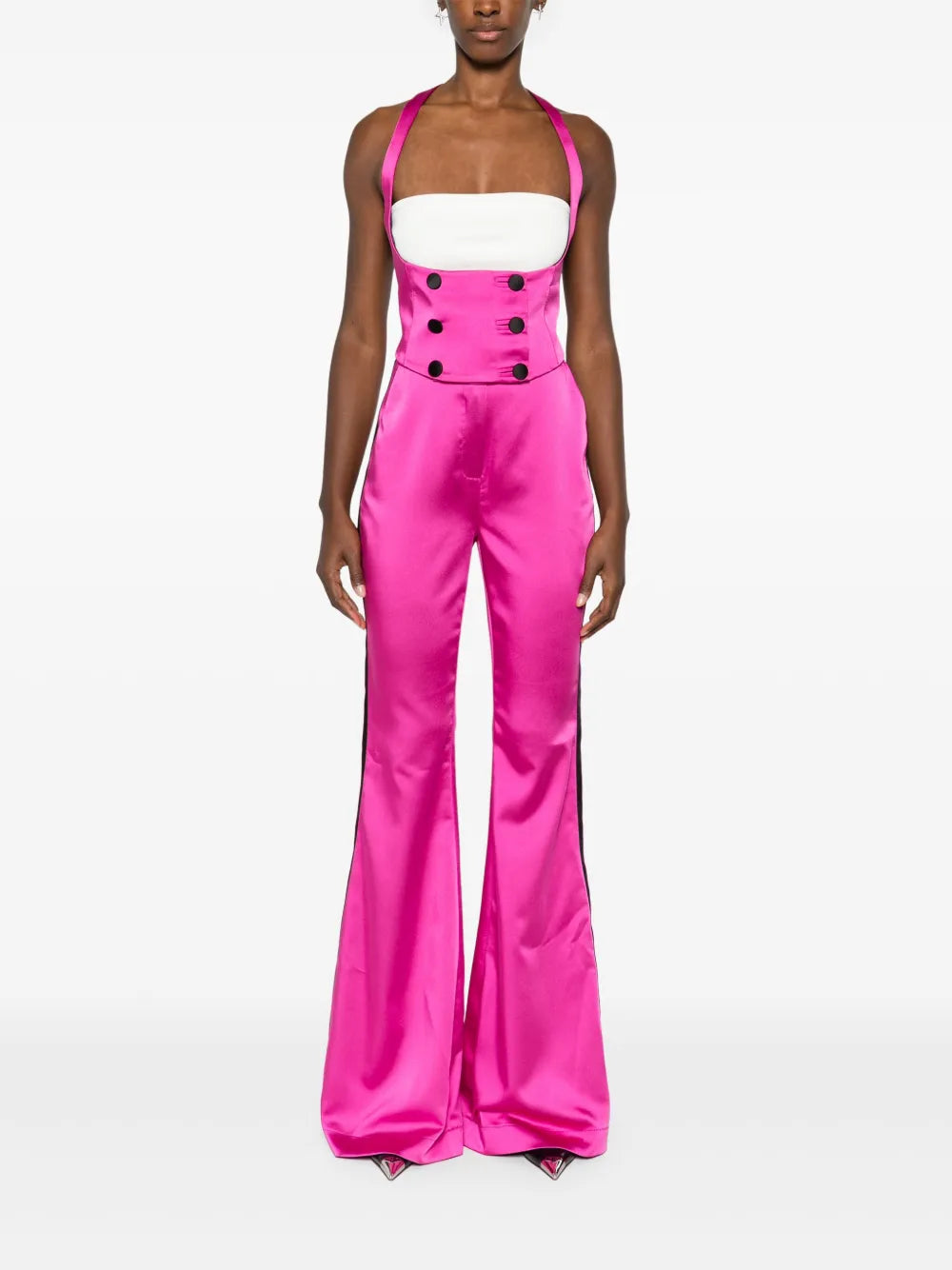 Side-Appliqué Flared Trousers