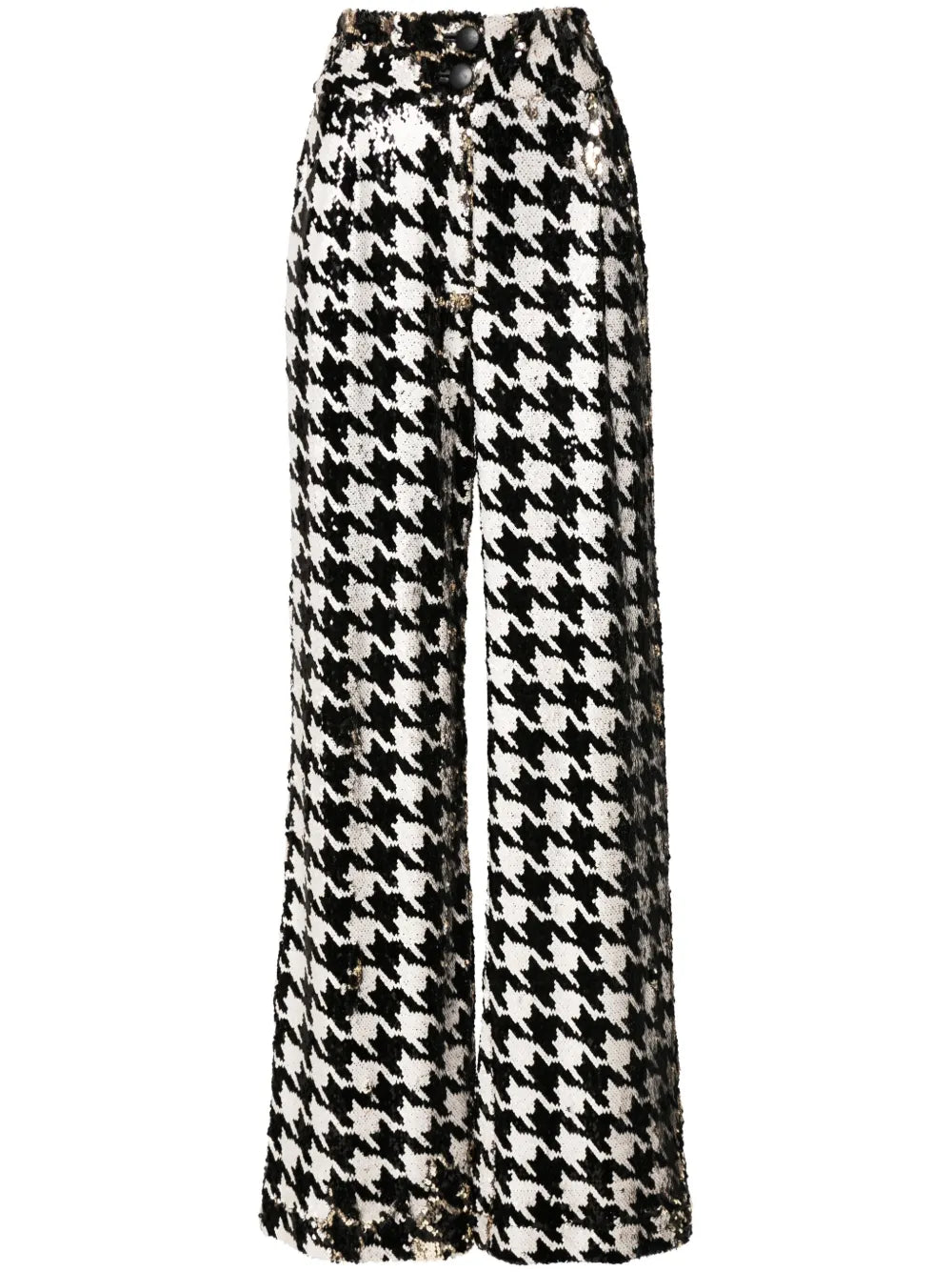 Houndstooth-Patterned Sequinned Trousers