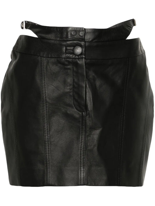 Leather Bikini-Style Mini Skirt