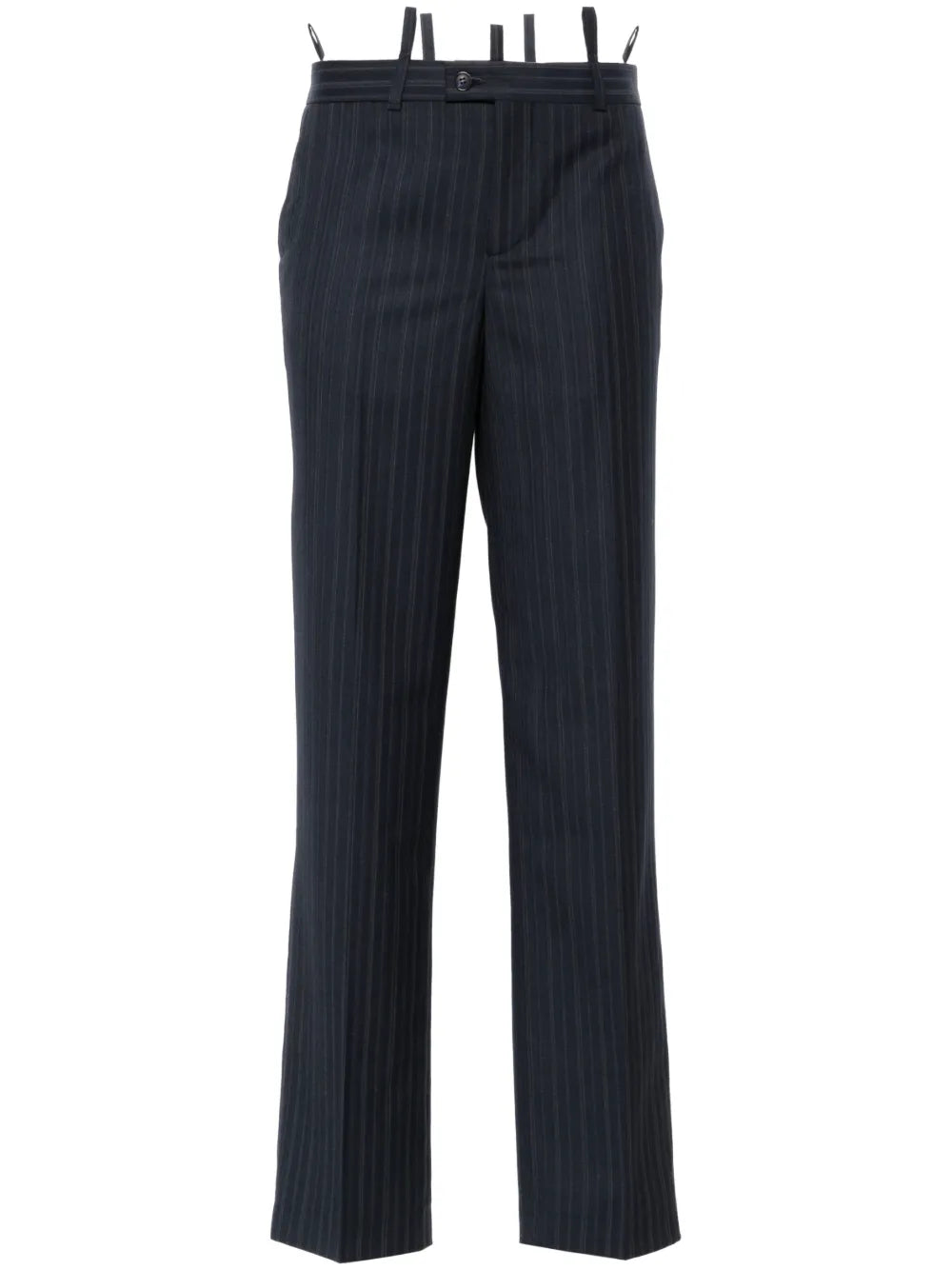 Pinstriped Tailored Straight Trousers