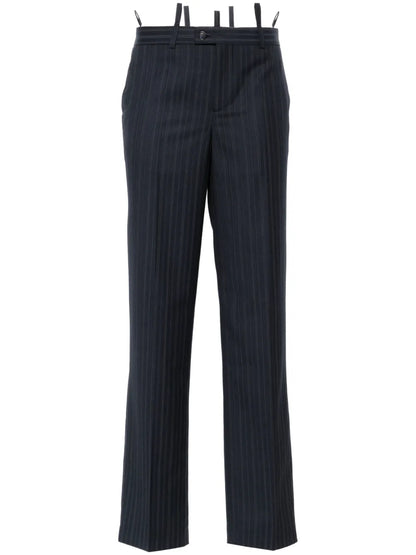 Pinstriped Tailored Straight Trousers