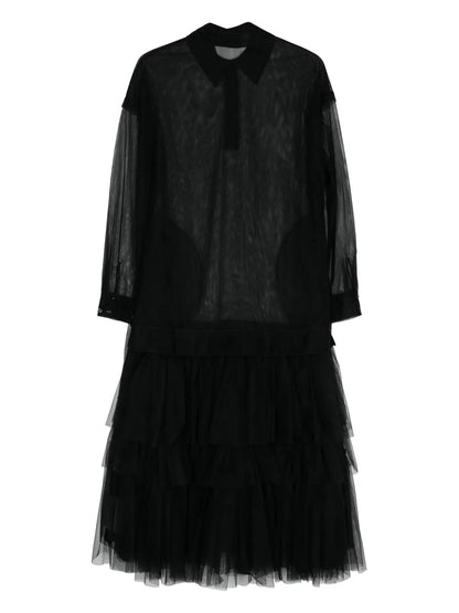 Tulle-Netting Flared Dress