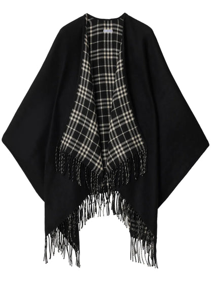 Checked Wool Cape