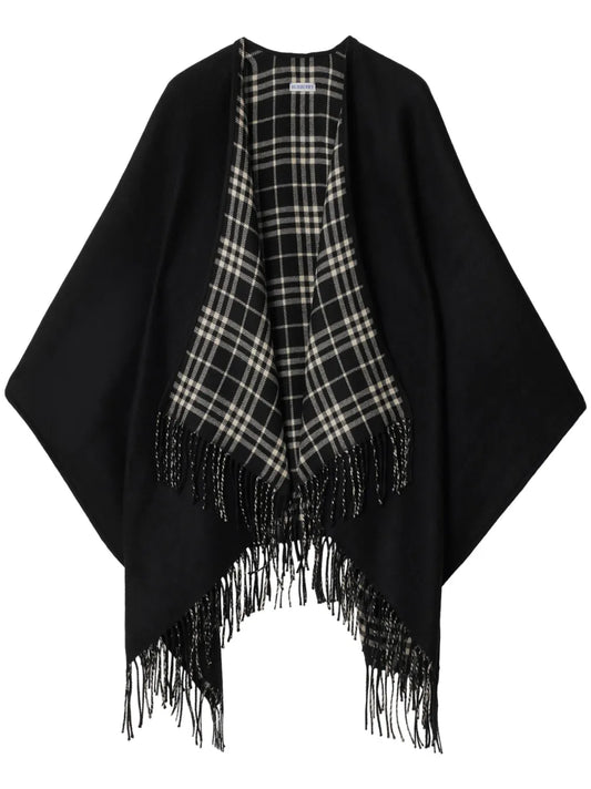 Checked Wool Cape