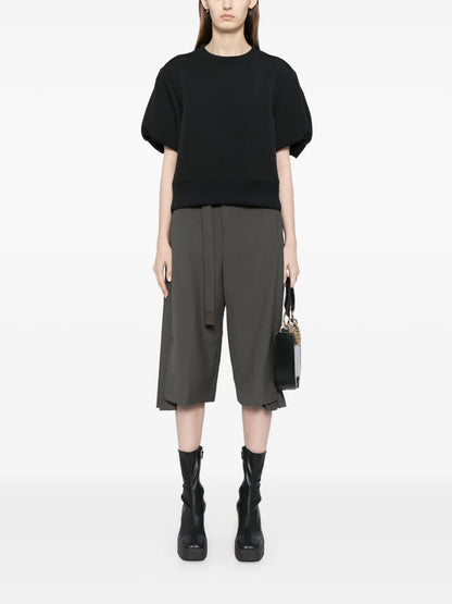 Puff-Sleeves Zipped T-Shirt