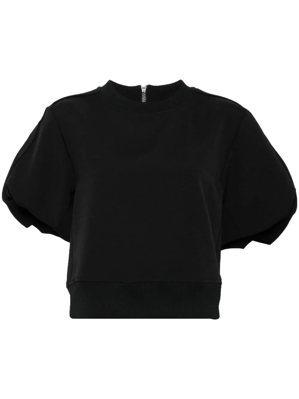 Puff-Sleeves Zipped T-Shirt