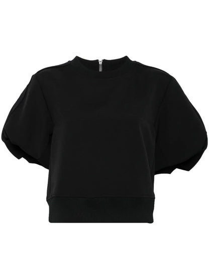 Puff-Sleeves Zipped T-Shirt