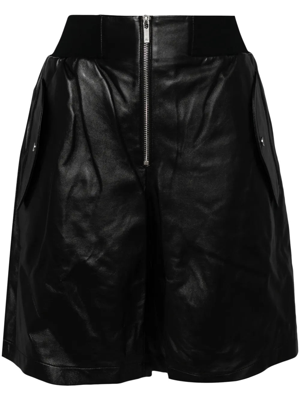 Zip-Up Leather Shorts