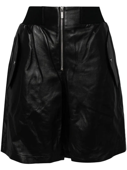 Zip-Up Leather Shorts