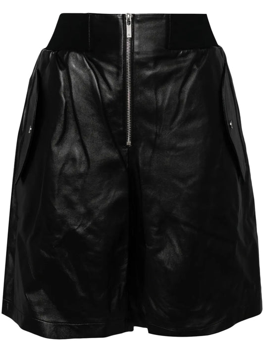 Zip-Up Leather Shorts