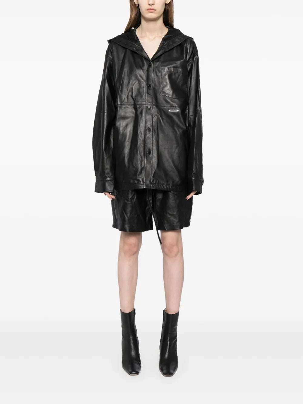 Zip-Up Leather Shorts