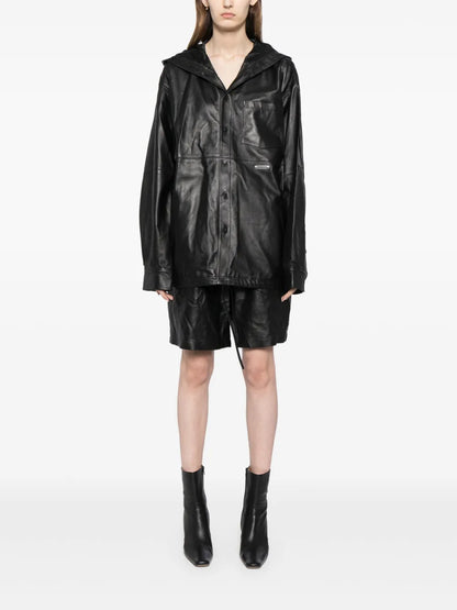 Zip-Up Leather Shorts