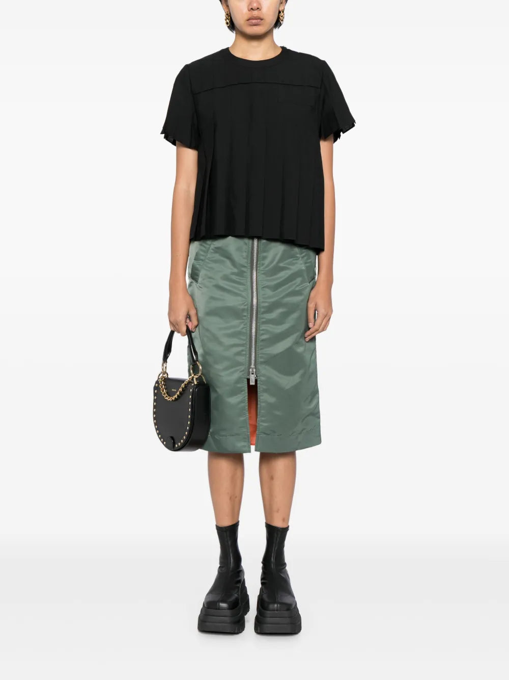 Pleated Zipped T-Shirt