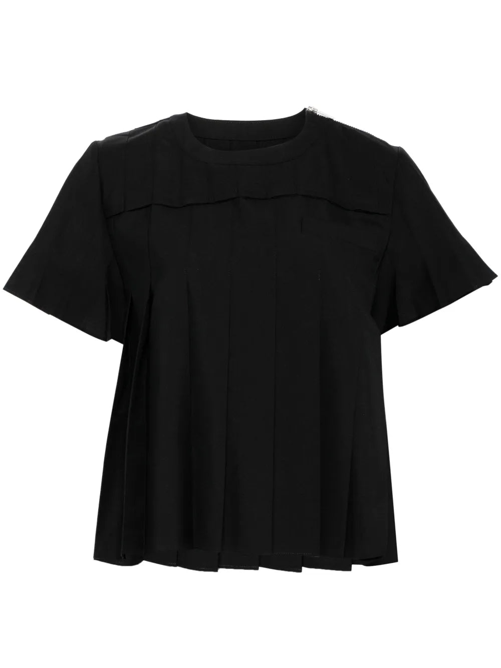 Pleated Zipped T-Shirt
