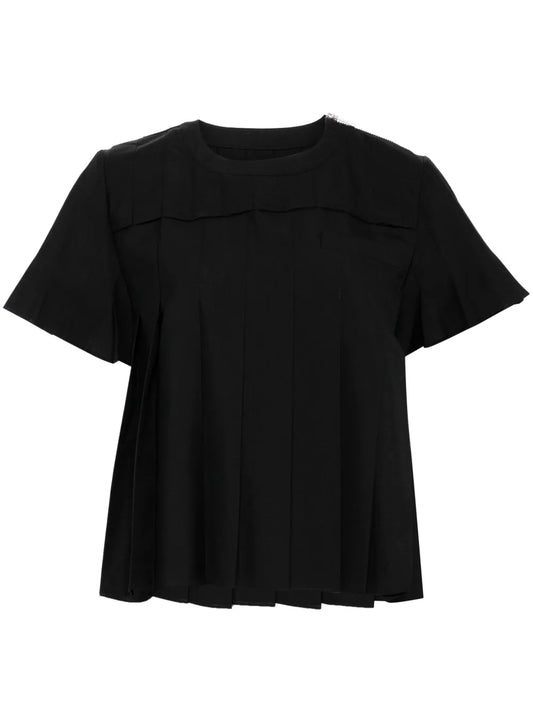 Pleated Zipped T-Shirt