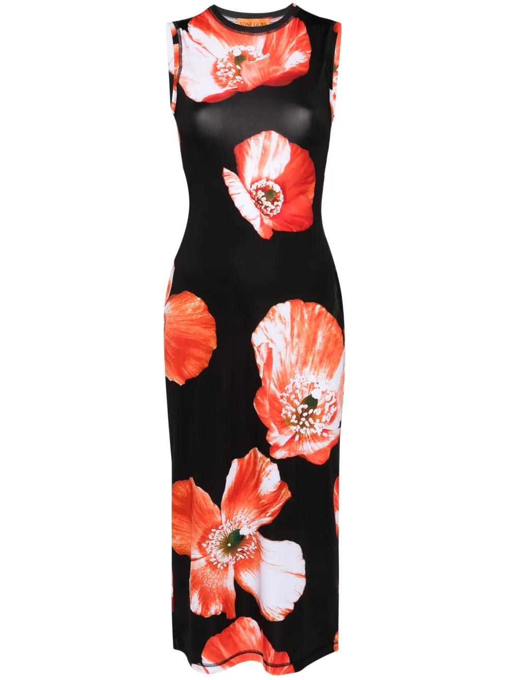 Danya Opium Poppies-Print Midi Dress
