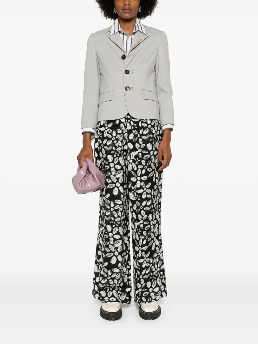 Floral Crepe Straight Trousers