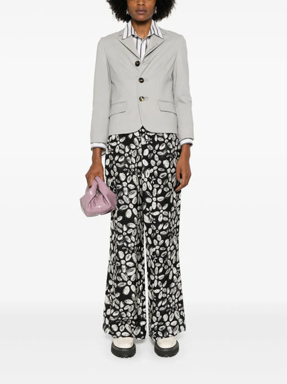 Floral Crepe Straight Trousers