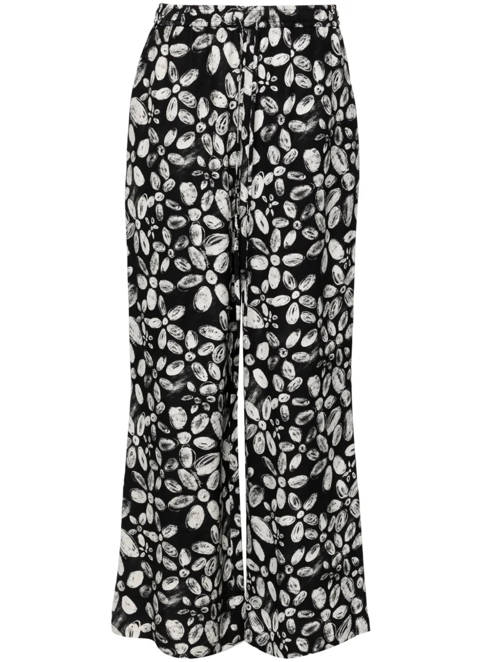 Floral Crepe Straight Trousers