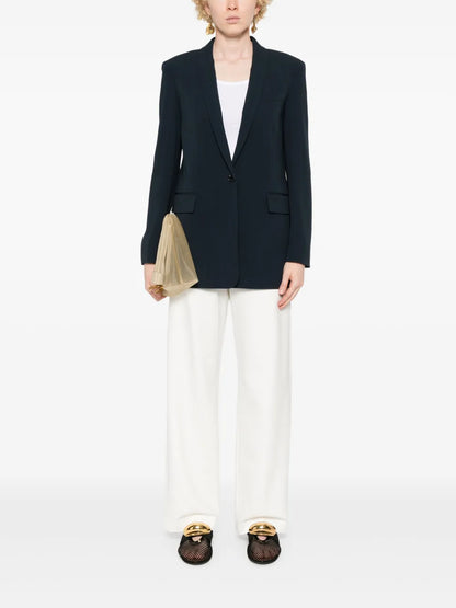 Plissé Single-Breasted Blazer