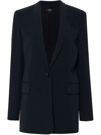 Plissé Single-Breasted Blazer