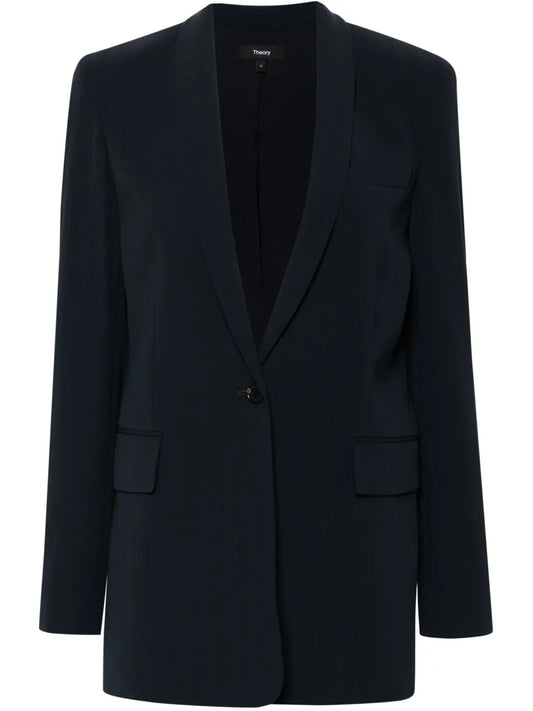 Plissé Single-Breasted Blazer