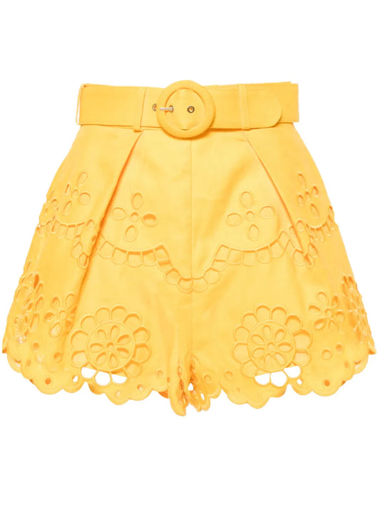 Pop Embroidered Belted Shorts