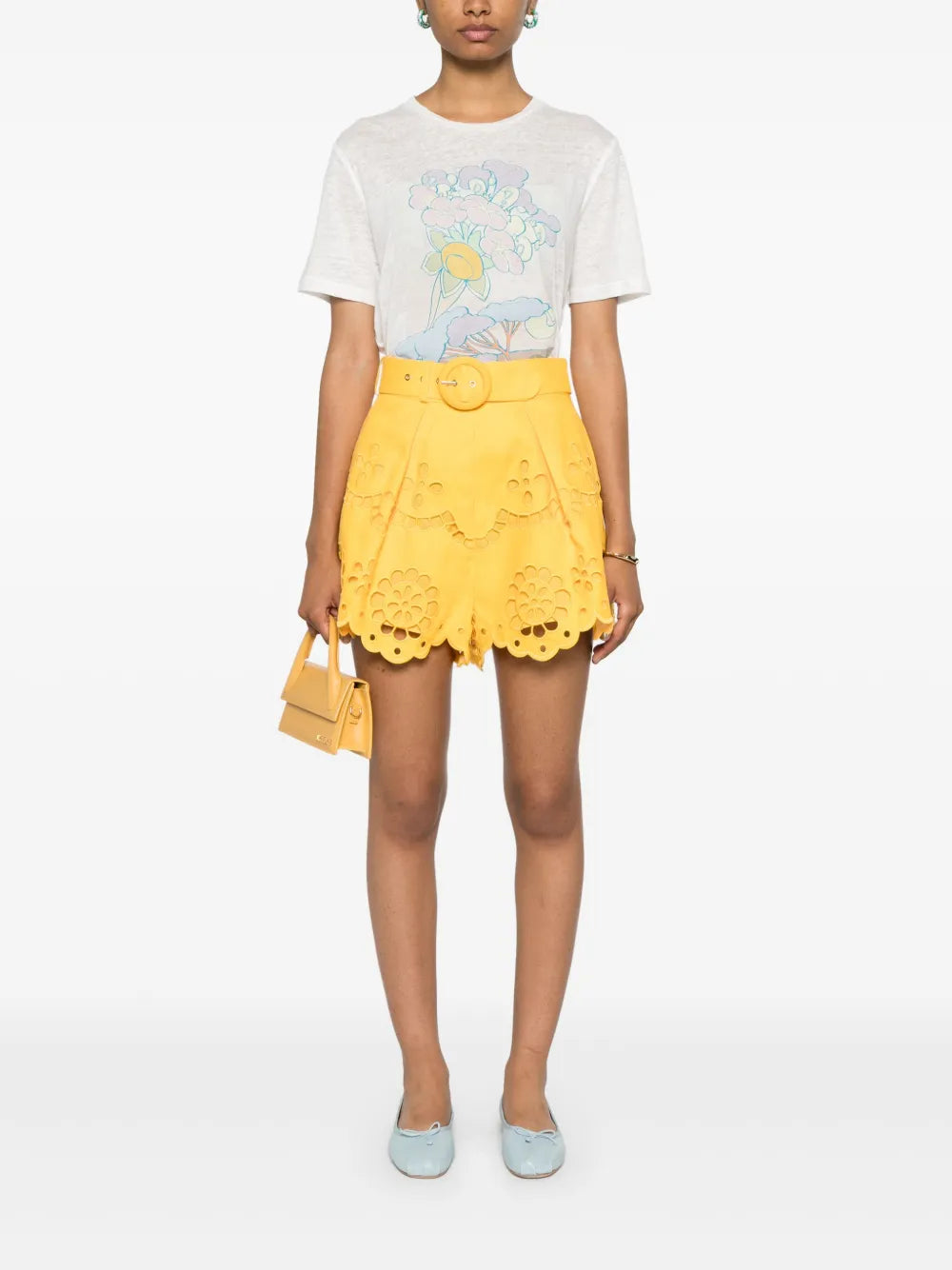 Pop Embroidered Belted Shorts