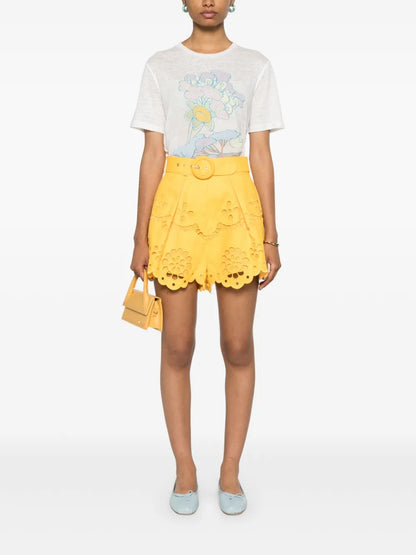 Pop Embroidered Belted Shorts