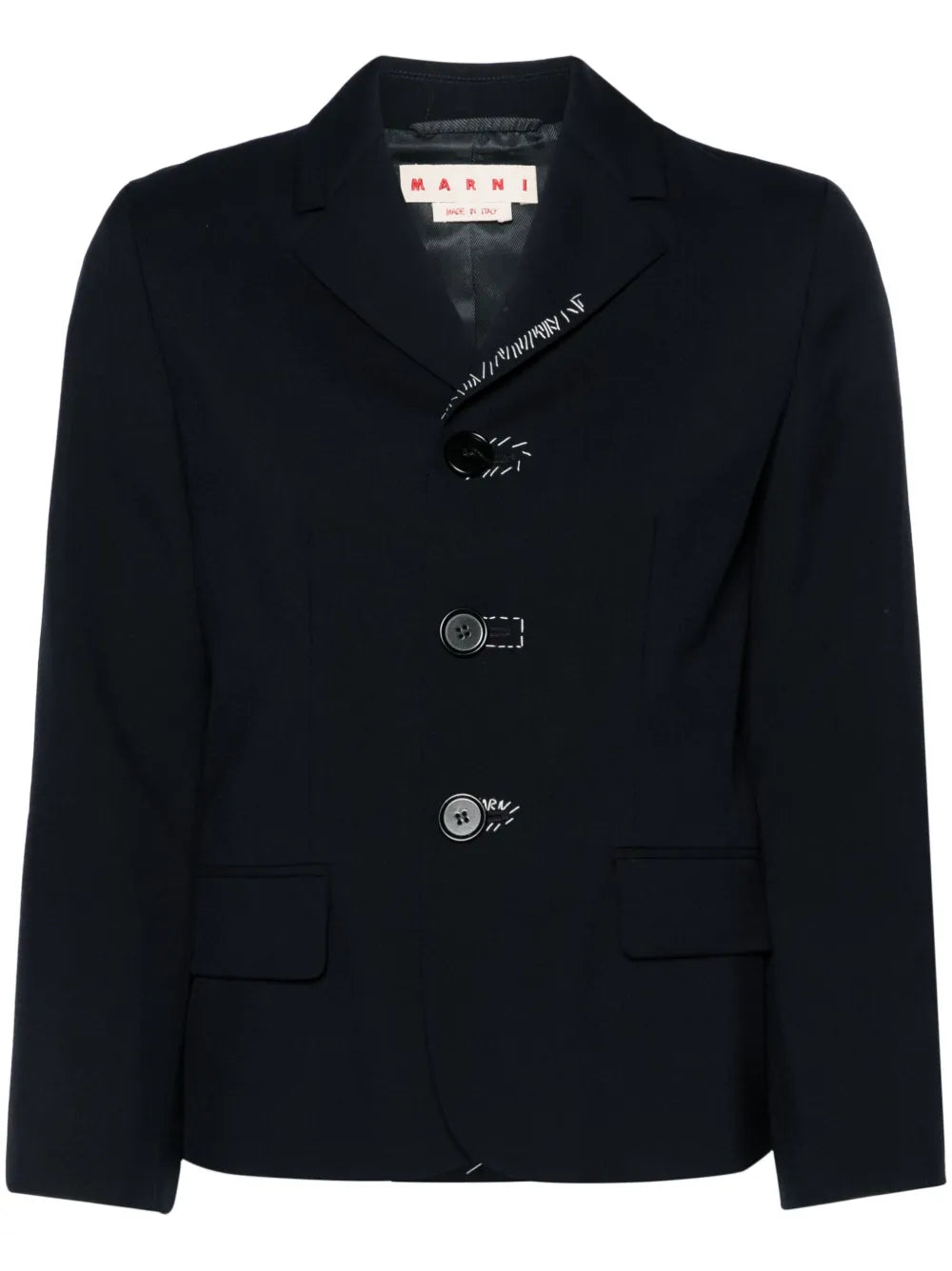 Embroidered Wool Single-Breasted Blazer