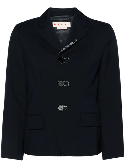 Embroidered Wool Single-Breasted Blazer
