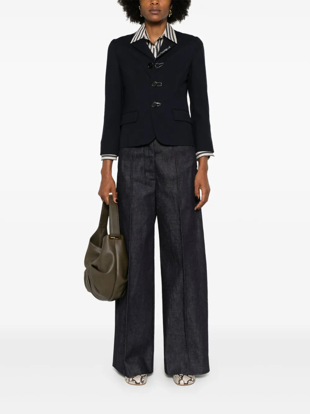 Embroidered Wool Single-Breasted Blazer