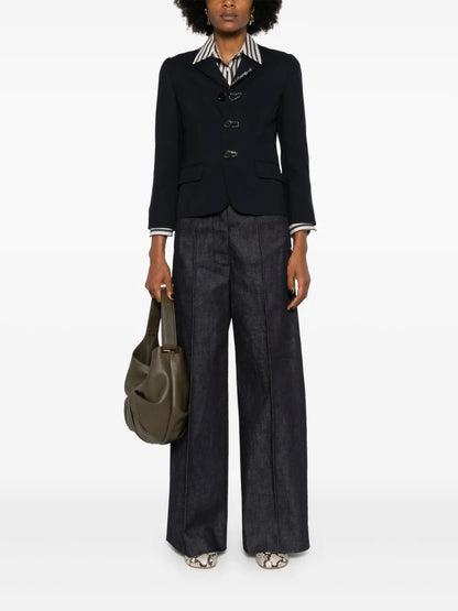 Embroidered Wool Single-Breasted Blazer