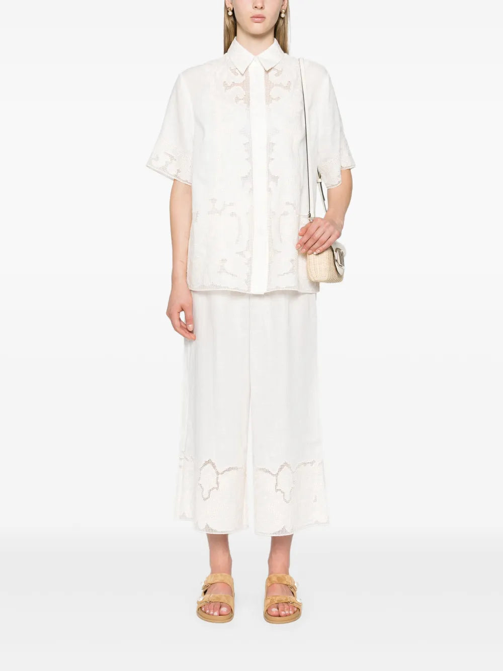 Pegasus-Embroidered Linen Shirt