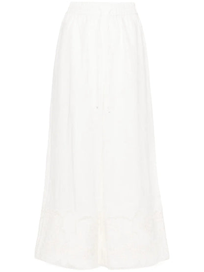 Pegasus-Embroidered Linen Trousers