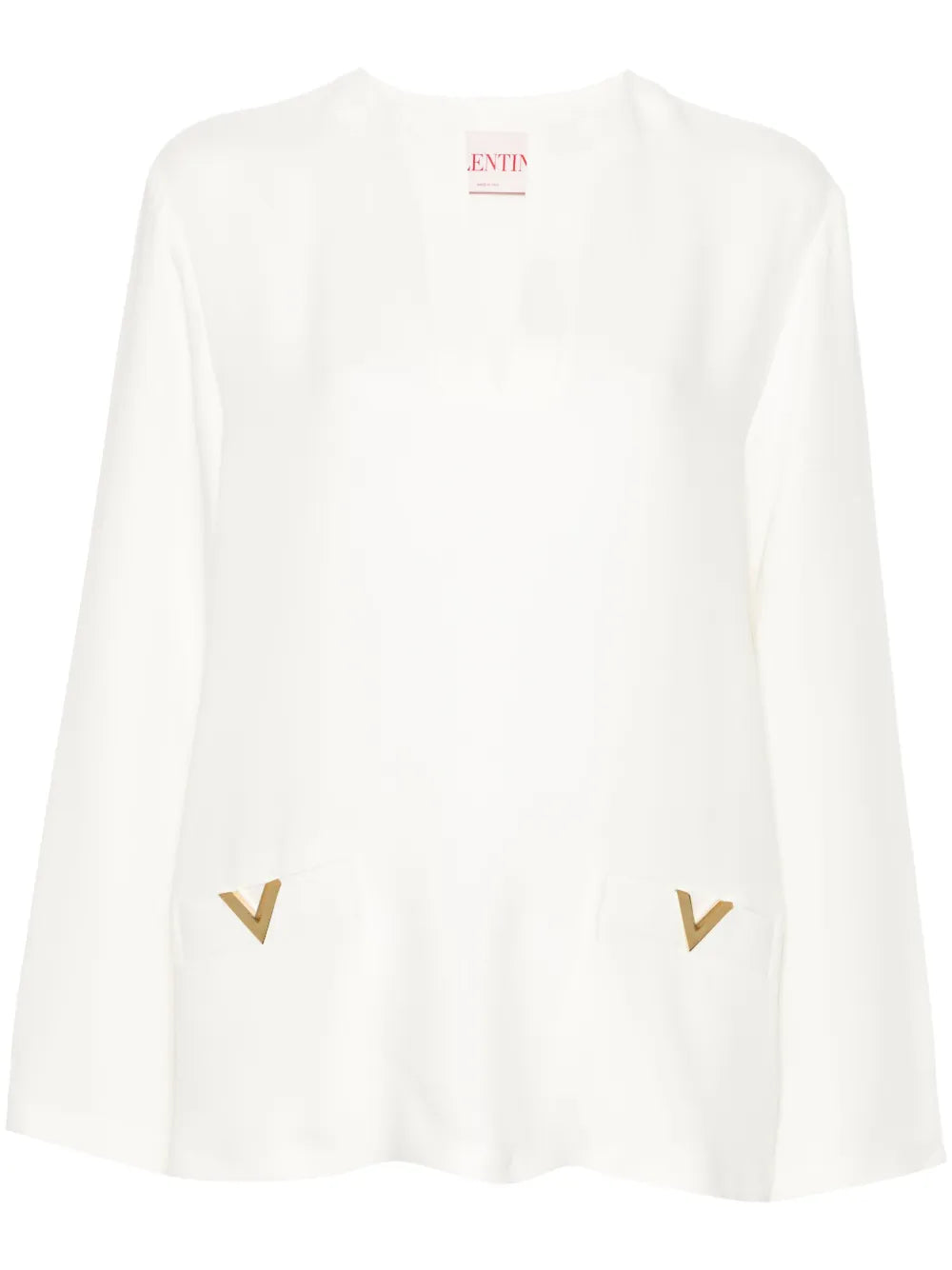 V Logo-Plaque Silk Tunic