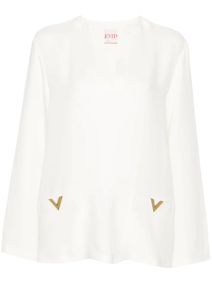 V Logo-Plaque Silk Tunic