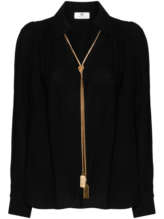 Necklace-Appliqué Georgette Blouse