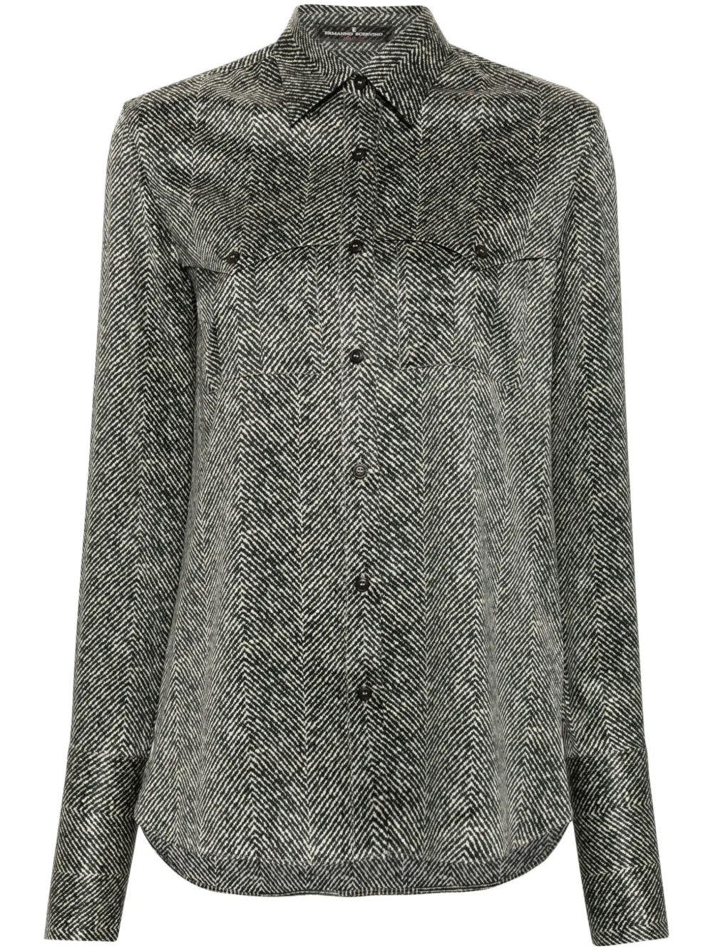 Abstract-Print Silk Shirt