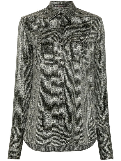 Abstract-Print Silk Shirt