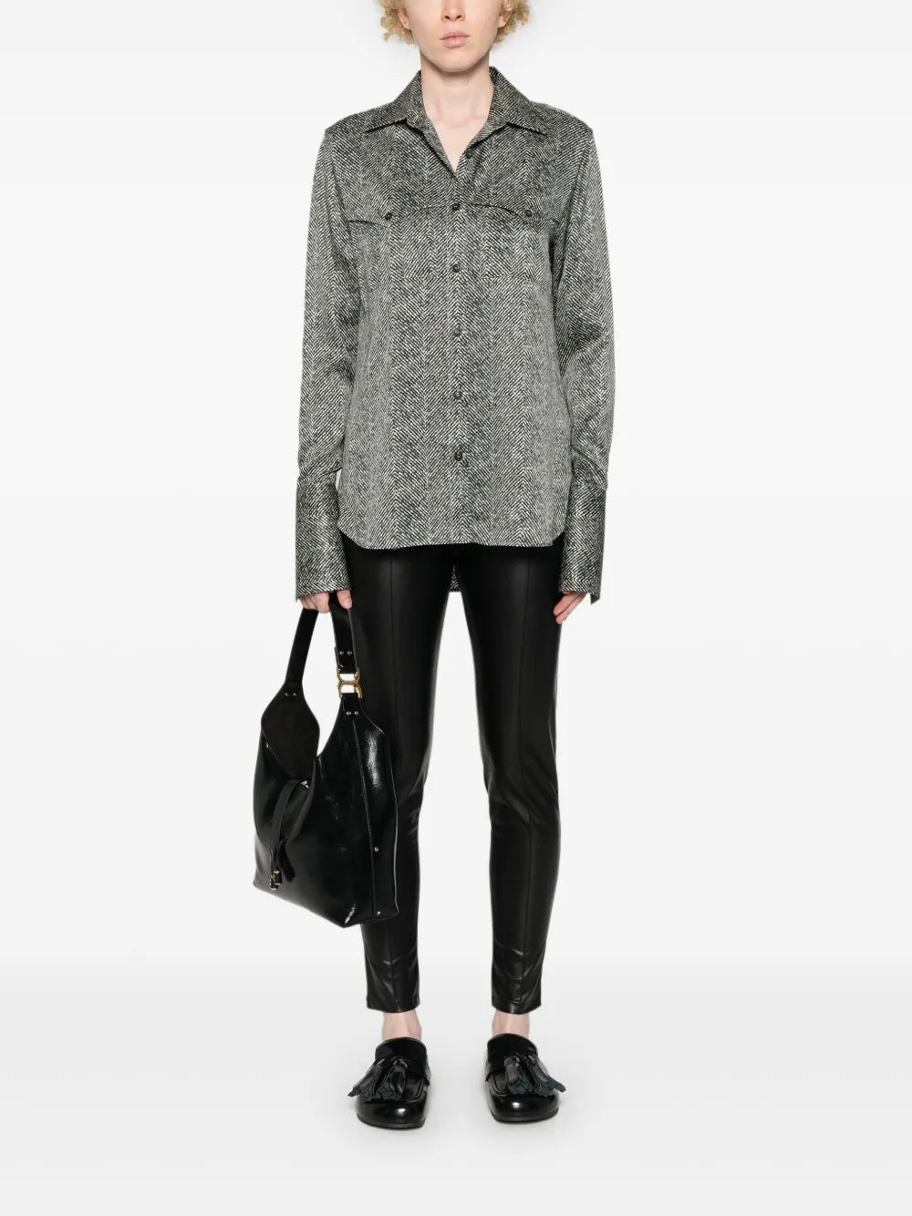 Abstract-Print Silk Shirt