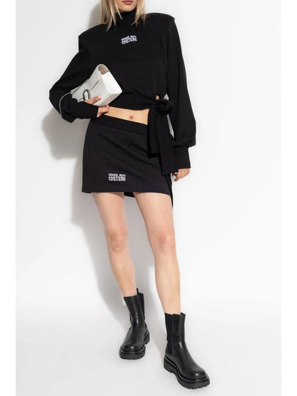 Logo-Embroidered Cotton Mini Skirt
