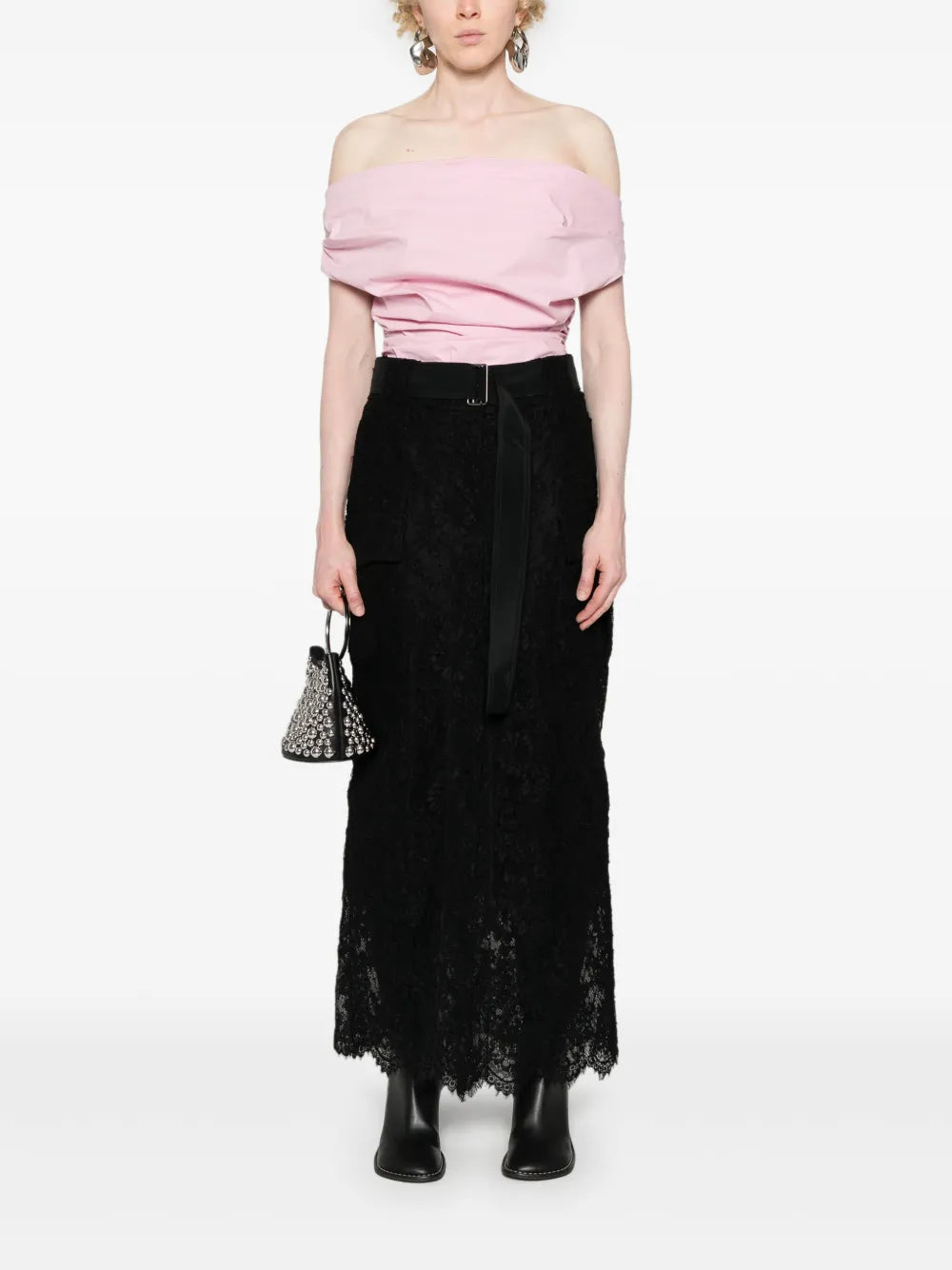 Corded-Lace Maxi Skirt