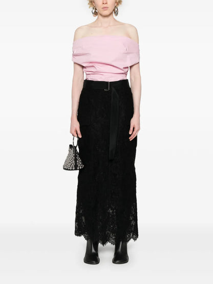 Corded-Lace Maxi Skirt