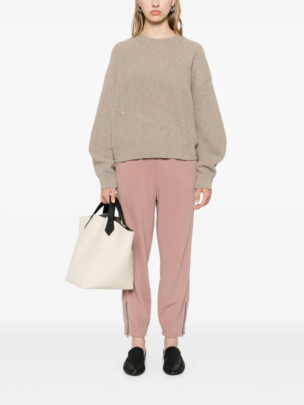 Sequin Ribbed-Knit Jumper