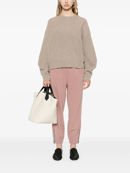 Sequin Ribbed-Knit Jumper