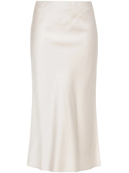 High-Waist Satin Midi Skirt